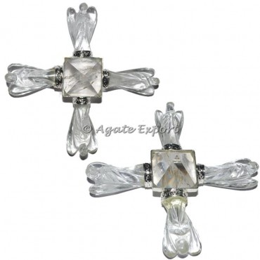 Crystal Quartz Angel With Pyramids Energy Generator