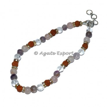 Quartz Stones With Rudraksha Anklet