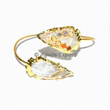 Seven Chakra Crystal Quartz Arrowheads Bangle