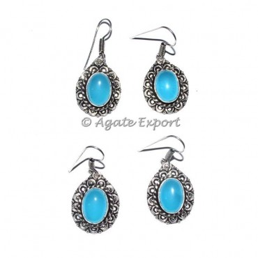 Light Blue Round Earrings