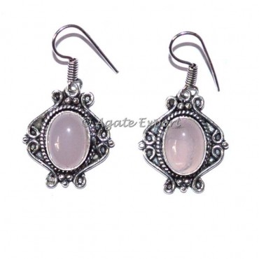 Rose Quartz Eye Shape Earrings