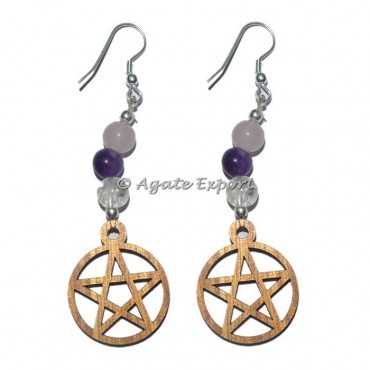 Pentagram With Crystals Earrings