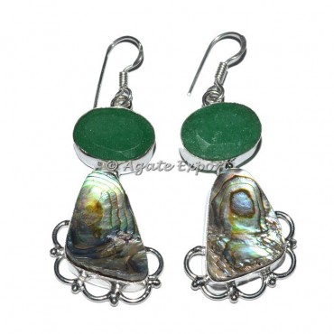 Shell With Green Jade Earrings