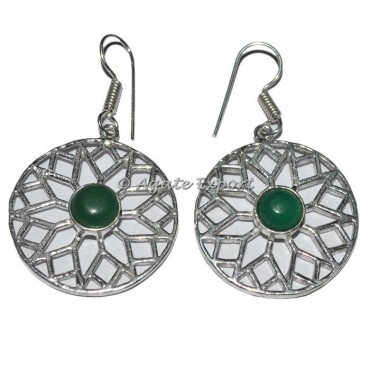 Green Jade Flower of Life Earrings