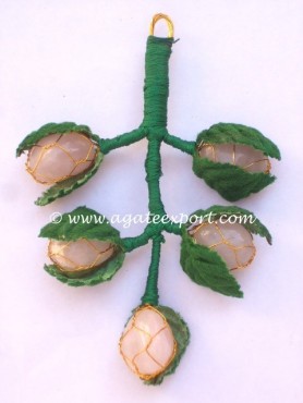 Rose Quartz With Leaves Handmade Grapes