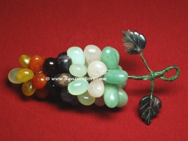 Mix Gemstone with Moss Agate Leaves Grapes Decorat