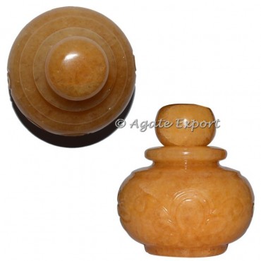 Golden Quartz Hand Made Carved Bottle
