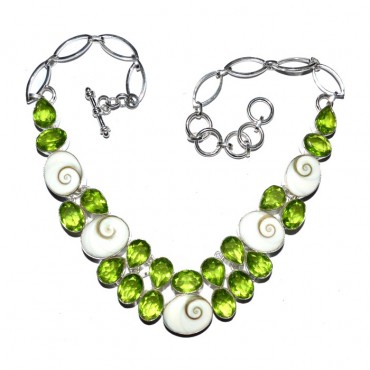 Peridot and Sea Shell Healing Necklace