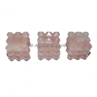 Rose Quartz Lemurian 54 Pyramid Power Cube