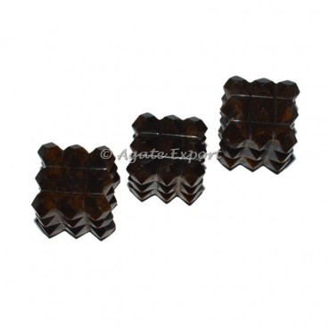 Tiger Eye Lemurian 54 Pyramid Power Cube