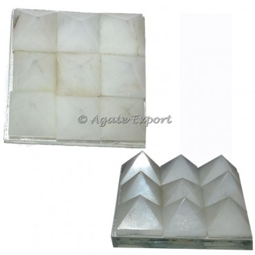 White Agate Nine Planet Vaastu Pyramid Plate