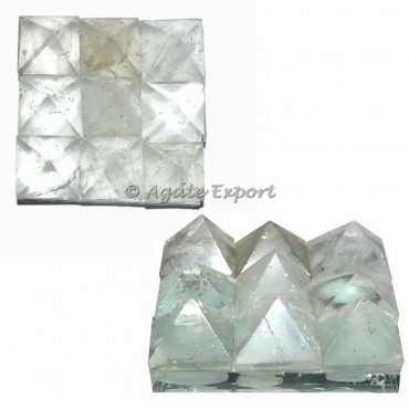 Crystal Quartz Nine Planet Vaastu Pyramid Plate