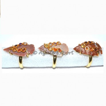 Agate Arrowheads Chakra Ring