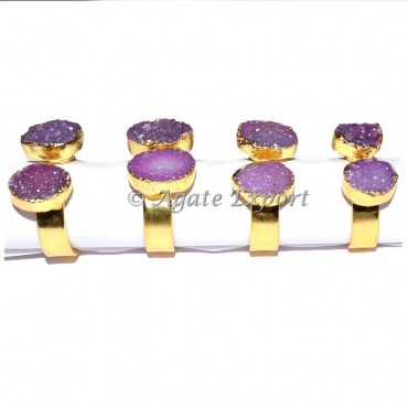 Purple Agate Druzy Ring