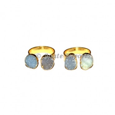 White Agate Druzy Ring