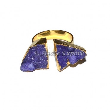 Amethyst Color Agate Druzy Ring