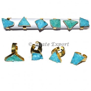 Light Blue Agate Druzy Ring