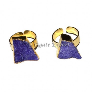 Purple Druzy Stone Ring