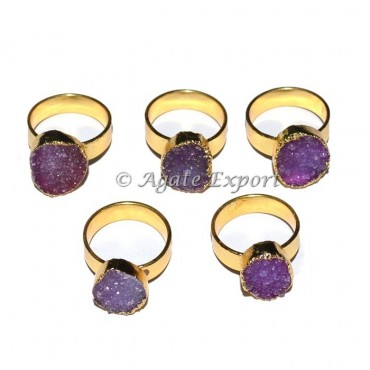 Amethyst Color Stone Druzy Ring