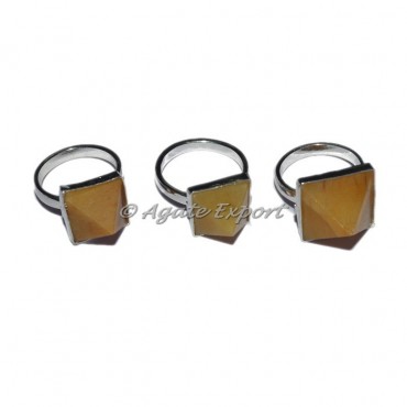 Golden Quartz Pyramid Ring