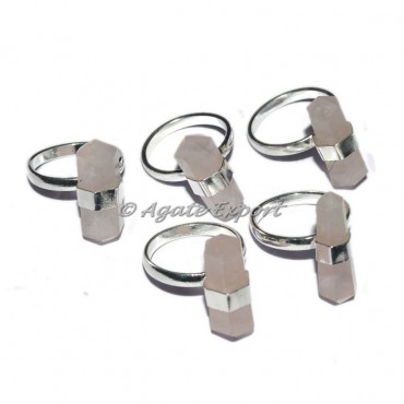 Rose Quartz Double Terminated Point Ring