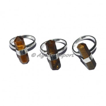Tiger Eye Double Terminated Point Ring