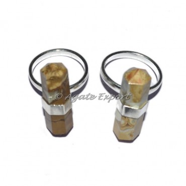 Sun Stone Double Terminated Point Ring