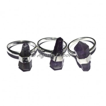 Amethyst Double Terminated Point Ring