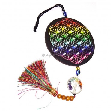 Flower of Life with 7 Chakra Tree Hanging For Healing for Office & Home