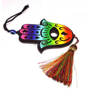 Rainbow Hamsa Hand With Evil Eye Hanging