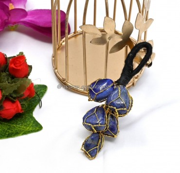 Lapis Lazuli Gold Wired Tumbled Hanging for Home And Door