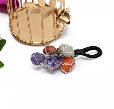 Assorted Gemstones Silver Wired Tumbled Hanging for Home And Door