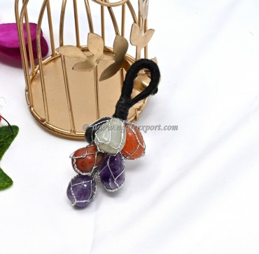 Assorted Gemstones Silver Wired Tumbled Hanging for Home And Door
