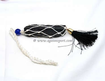Black Tourmaline One Piece Rough With Evil Eye And Threads At Back For Home And Car