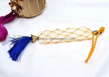 Selenite Rough With Yellow Thread Wired Hanging for Home And Car