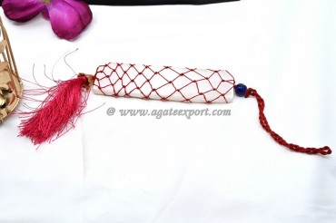 Selenite Rough With Red Thread Wired With Evil Eye Hanging for Home And Car