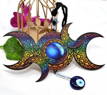 Triple Moon With Evil Eye Hanging For Home And Car Decor