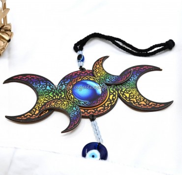 Triple Moon With Evil Eye Hanging For Home And Car Decor