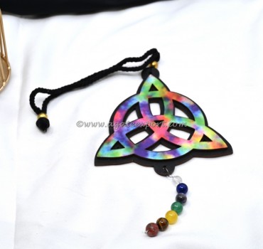 Rainbow Celtic Trinity Knot 7 Chakra Beads Hanging For Home And Car Decor