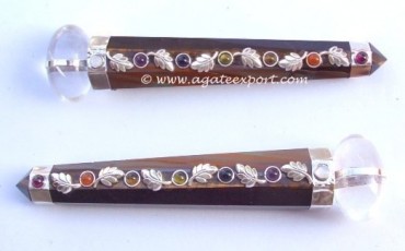 Tiger Eye - Crystal Shiva Lingam Chakra Wands.