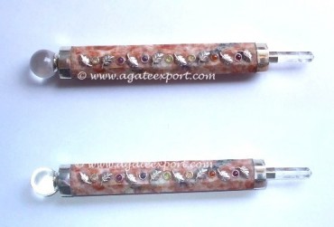 Sunstone 925 Silver Chakra Healing Wand.