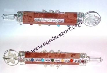 Red Jasper Chakra Wands With Mercaba Star.
