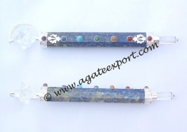 Lapiz Lazuli Seven Chakra Wands With Mercaba Star.