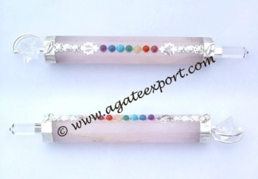 Rose Quartz Chakra Wands With Mercaba Star.