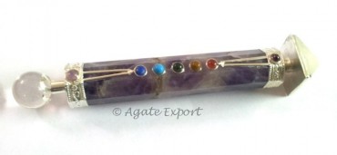 Amethyst Seven Chakra Wands