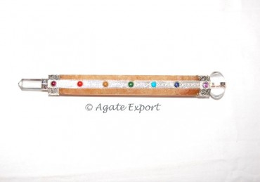 Golden Quartz Chakra Wand With Crystal Lingam