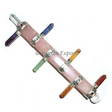 Rose Quartz With Chakra Pencil Wand