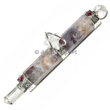 Amethyst Wands With Crystal Merkaba