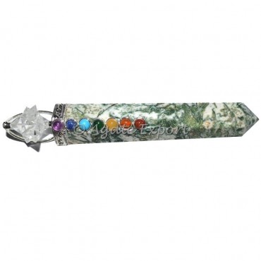 Tree Agate Chakra Obelisk Wands
