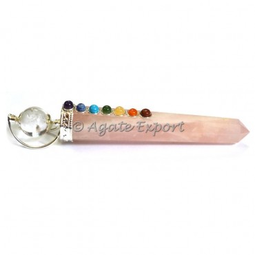 Rose Quartz Chakra Obelisk Wands with Crystal Ball